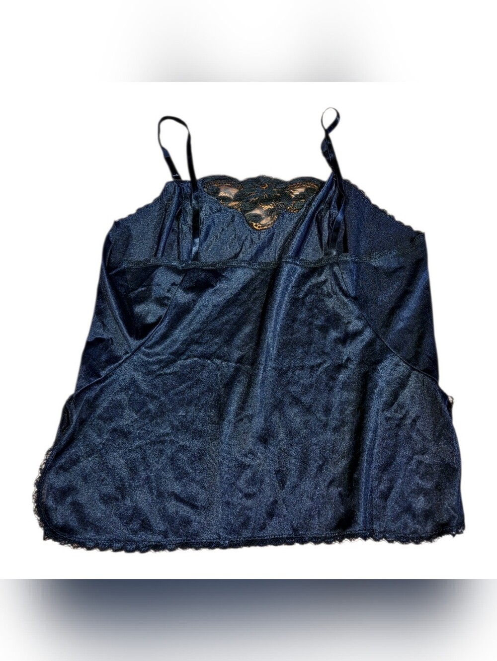Vintage 70s 80s Sears Black Lace Camisole Dark Romantic Goth Size 38 Medium - Picture 4 of 6